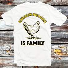 Chicken Nuggets Is Family Funny Vintage Retro Cool Gift Hombres Mujeres Uni Cartoon Anime Top  B629 - White - View 1