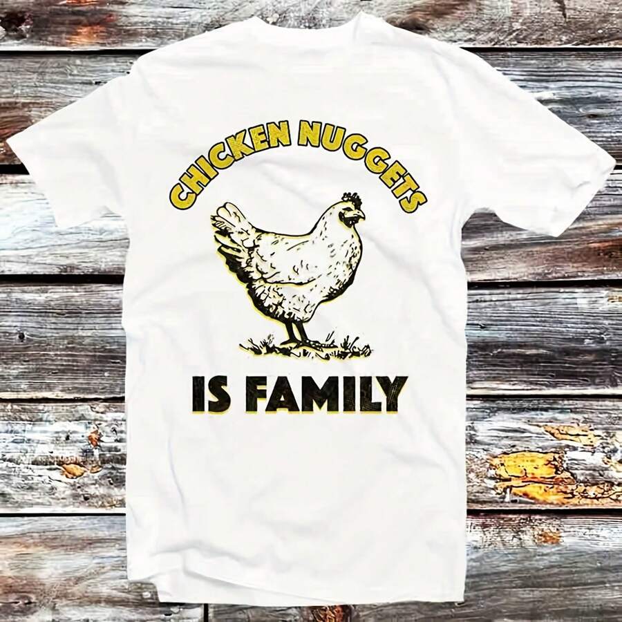 Chicken Nuggets Is Family Funny Vintage Retro Cool Gift Hombres Mujeres Uni Cartoon Anime Top  B629 - White - View 1