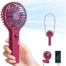 Handheld Fan, Portable Fan, 5000mAh Rechargeable Battery, 6 Speed Wind, LED Display, Personal Mini Travel Fan With Backup Power, Hand Held Fan USB Foldable Electric Fan For Women Girl - Rose Red - View 1