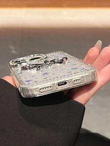 奢华 3D 珍珠蝴蝶结闪光水钻贝壳图案手机壳适用于 17ProMax 17Pro 17Air 17 16 15 14 13 12 Pro Max 11 时尚闪亮后盖 - 蝴蝶結 - 查看 4