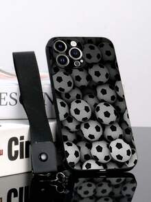 足球 1 件黑色 TPU 迷彩足球图案防震手机壳和 1 件黑色手榴弹扣腕带，兼容 16 PRO MAX、A14、A54、A52、A31 4G、A23、Redmi Note 8 Pro、11 Pro 4G、12 4G、OPPO A54 等 /Android/OPPO 手机 - 彩色 - 查看 2