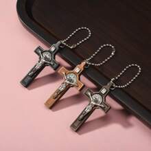 2pcs Basic Black, Brown, Light Brown Wooden Cross Pendant, Suitable For DIY Bag Charms, Home Decoration, Etc.