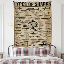 1 pezzo Arazzi da parete educativi sulle specie di squali, perfetti per gli appassionati di vita marina, camera da letto, soggiorno, camera da letto universitaria, decorazione a tema oceano con animali, in tessuto di poliestere di alta qualità, colori vivaci, idea regalo unica per strumento di apprendimento, decorazione per la casa
