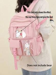 Customized Backpack, Can Print Personalized Name Or Holiday Greetings. Create Your Own Exclusive Backpack. Fashionable, Casual, Multi-Functional, Simple And Versatile Multi-Pocket Design, This Lightweight Backpack Is Ideal For Daily Use By Teenagers. Multi-Functional, Decorative, Letter Pattern, Fashionable, Modern, Colorful, Cute, Charming, Casual, Customized, Personalized, Unique, Ideal Gift For Him Or Her.