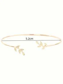 1pc Fashion Minimalist Leaf Decorative Open Bracelet Suitable For Girls To Wear