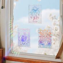 1/9 pieza(s) Pegatina para ventana con atrapasoles, Elementos del dios sol, diosa luna, Pegatina para ventana con atrapasoles, Película de arcoíris de vidrio esmerilado decorativo para ventana, Pegatina para ventana con electricidad estática no pegajosa, Pegatina de arcoíris anti-colisión de pájaros, Reutilizable, Pegatina de arte para ventana de oficina en el hogar, Decoración de pared, Pegatina personalizada