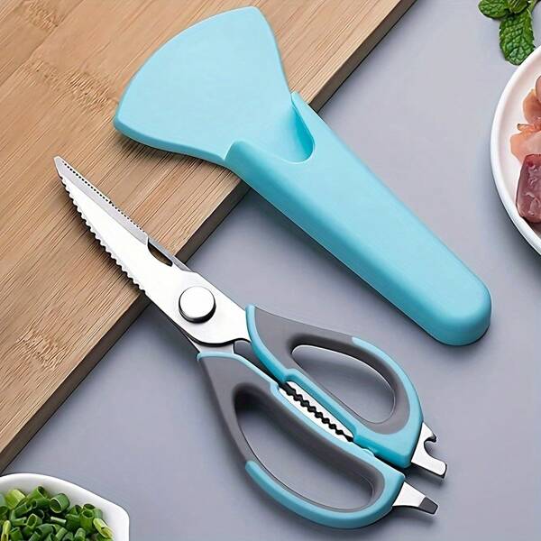 1 Piece Multi-Function Kitchen Scissors With Magnetic Holder - Detachable Stainless Steel Food Shears For Meat, Fish, Poultry, Ergonomic Handle, Portable Storage Design