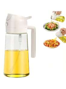 1pc Cooking Oil Sprayer, 2 In 1 Olive Oil Dispenser Bottle For Kitchen, 470/600ml 16/20oz Premium Glass Oil Bottle, Oil Mist Sprayer For Air Fryer, Salad, Frying, Grilling