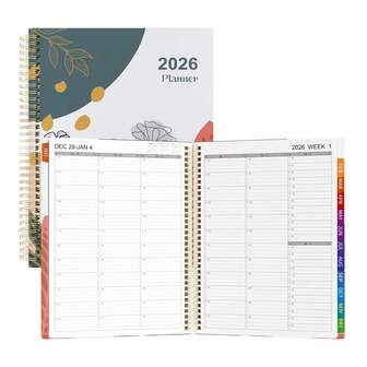 Sailingvan 1pc 2026 Appointment Book Quarter-Hourly, Weekly & Monthly With Colorful Tabs- From January 2026 - December 2026, Bookmark Spiral Binding, Weekly Planner With Hardcover, Note Pages, Pockets, A4 (8.5"X 11")