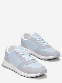 Flat Sole Sneakers With Tread, Versatile & Practical - Blue - View 3