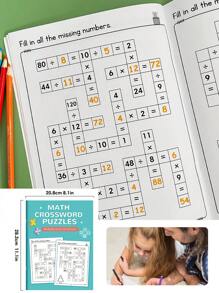 Math Puzzles Workbook For Kids,32 Pages/Book Fill In The Blanks Game Within 20,Mental Arithmetic:Addition,Subtraction,Multiplication And Division,Brain Exercises For Child,Stimulating Curiosity And Interest In Mathematics Through Interactive Experiences,Stationery, School Supplies, Educational Games, Home Learning, Preschool Math Improvement, Back-To-School Gifts(There Are Answers At The Back)