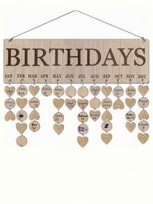 1 set Calendrier d'anniversaire en bois, tableau d'affichage des anniversaires familiaux avec étiquettes, adapté pour la maison, la salle de classe, le bureau. Idée de cadeau personnalisé pour maman, professeur, grand-mère - couleur du bois - Voir 1