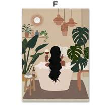 1pc Wall Arts Posters Optional Frame /Framed Pop Fashion Flowers Bathtub Leaf Abstract Wall Art Canvas Painting Boho Poster And Prints Pictures For Living Room Decor