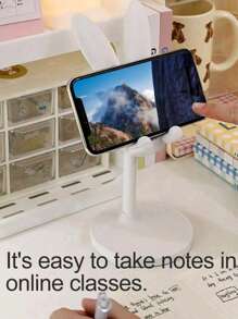 2 pièces Support de téléphone portable mignon en forme de lapin, support de bureau universel pour diffusion en direct et cours en ligne, support pliable et ajustable pour regarder la télévision, support de chevet portable