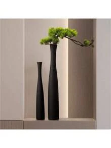 1pc Ceramic Vintage Zen Hallway Decor Vase, Welcoming Pine Bonsai Vase, Foyer Niche Home Decor Art Item
