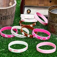 Pulseras de silicona de vaquera: 6/12/24 piezas Pulseras elásticas de colores para fiestas del oeste, cumpleaños y eventos - 6 patrones únicos