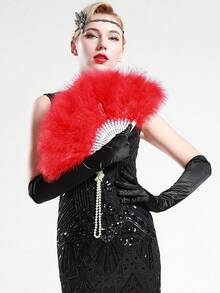 Elegant Folding Fan With Pure White Feathers, Photo Props For Ladies ...