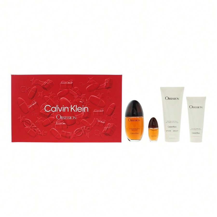 Calvin Klein Obsession 4 Piece Ladies Fragrance Body Lotion Shower Gel Gift Set - Floral - View 1