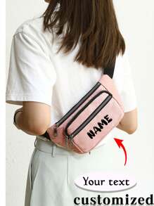 1pc Customized Women's Waist Bag, Chest Bag, Crossbody Bag, Bum Bag,Nylon, Light Waterproof, Thick , Multi Space, Simple And Lightweight, Suitable For Women's Sports, Shopping, Commuting, Vacation, Travel, Hiking, Cycling, Running, Campus, Holiday Gifts, Mother's Day Gifts, Minimalist, Casual, Fashionable, Elegant.Mother's Day