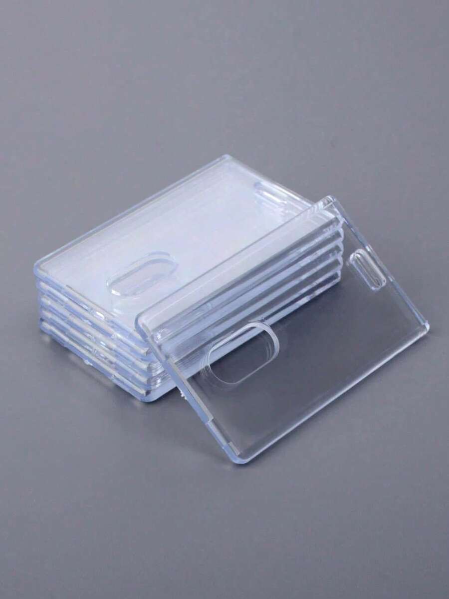 5pcs Acrylic Clear Plastic Card Protector, Transparent Id Card Protector, Photo Protector, Office Supplies Student Lunch Transportation (Cards Not Included) Card Holder Wallet Business Card Holder Credit Card Holder Id Card Holder Women Women Men Card Wallet - Clear - View 1