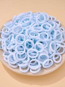 100 piezas/paquete de ligas para el pelo blancas súper elásticas y sin costuras de tamaño mediano - Blanco - Ver 4
