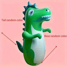 1 件充气耐用 PVC 恐龙沙袋玩具，随机恐龙身体纹理图案，适合家庭户外运动和玩耍，有黄色、绿色、玫红色可选