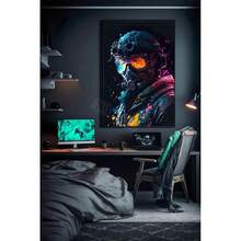 1pc /3pcsWall Arts Posters Optional Frame 80s Retro Funny Monkey Player Gamepad Picture For Gaming Room Living Canvas Painting Print Wall Art Home Decor Aesthetics Poster ,Wall Art With Frame