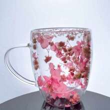 1 Double-Layer Glass Coffee Cup With Dried Flowers, Insulated And Heat-Resistant Water Cup, Suitable For Hot And Cold Drinks, Perfect For Cold Drinks, Sparkling Water, Fruit Tea, Juice And Latte Coffee - Suitable For Weddings, Parties, Bridal Showers, Birthday Gifts, Etc - Multicolor - View 11