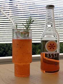 8pcs Reusable Glass Straws Set With 2 Straw Cleaners - Straight & Bent Heat-Resistant Straws For Smoothies, Boba, Cocktails, Iced Coffee - Home Kitchen, Party Supplies, Restaurant Drinkware ( + Case)