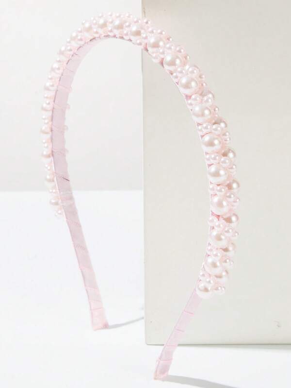 1pc Elegant Versatile Luxurious Faux Pearl Headband, Suitable For Women's Outdoor Wearing Hairband Hair Hoop