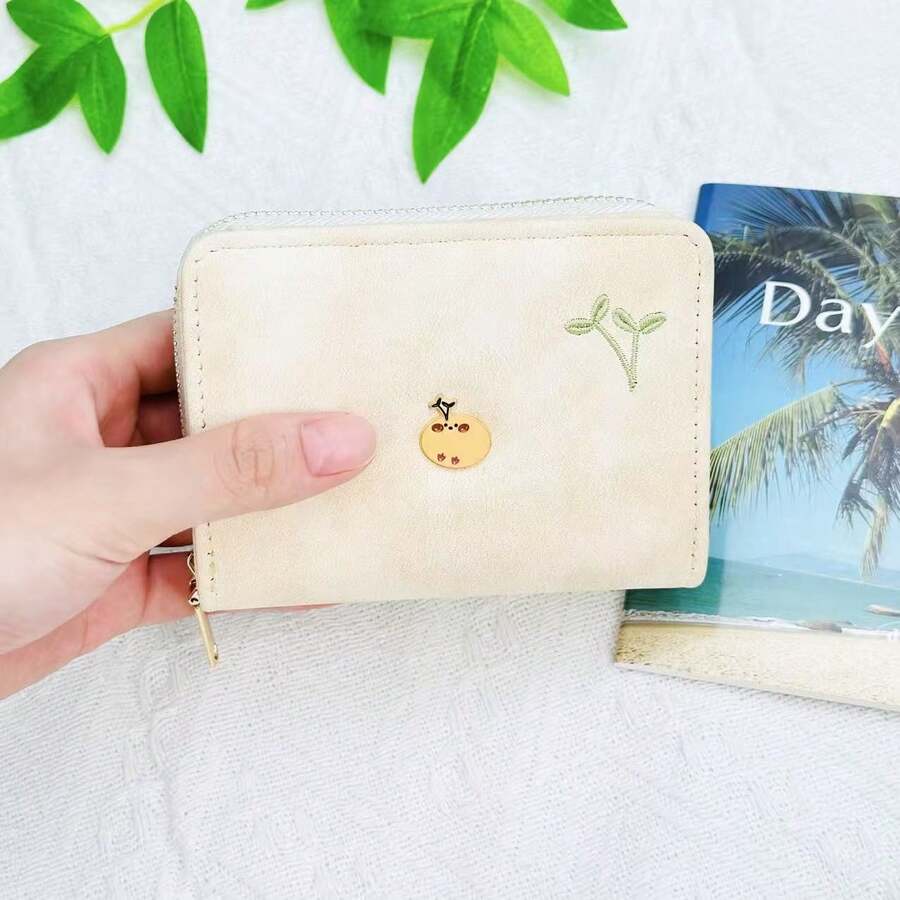 Women Mini Card Holder & Coin Purse Korean New Style Fashion Cute Fresh Student Short Folding Zipper Wallet For Women Wallet Cute Wallet Wallet Mini Wallet Purse Wallet Men Wallet Leather Small Wallet - Yellow - View 1