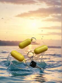Waterproof Floating Keychain - ABS And Stainless Steel, Yellow With Compass Design - Perfect For Boating, Canoeing, Fishing, Rafting, Surfing And Party Gifts, Fishing Gear Accessories | Compass Keychain | Waterproof Keychain, Beach Essentials, Beach Accessories, Pool Float