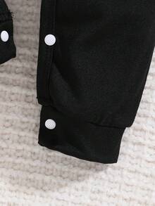 [定制] 定制照片和文字印花连体裤，圆领长袖，适合幼儿男孩和女孩的休闲连体裤 - 个性化姓名字母，舒适且适合户外穿着