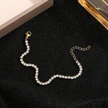 1PC Stainless Steel 18K Plated Zirconia Inlaid Bracelet For Women In French Fashion With Ins Style, Suitable For Parties, Dates, And Office Workers With A Mother Day Gift