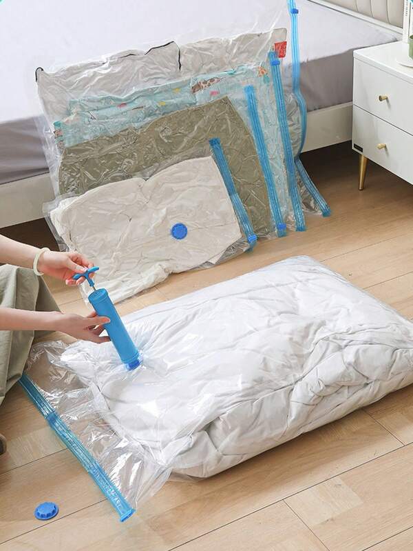 20pcsPortable Plastic Travel Bag Clothes Storage Bag, For Blankets, Bedding, Clothes, Quilts, Duvets, Ideal Home Supplies, Storage Essentials Space Saver Bags Organizer Organization Closet Organizer Bedroom Dorm Essentials Clothes Organizer Home School Bag For School School Accessories School Stuff