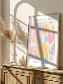 1 Pieza Póster de arte floral, Impresión en lienzo, Decoración de habitación estética, Decoración de habitación en estilo pastel, Patrones florales abstractos, Lindas decoraciones de florería, Decoración de pared de arte, Decoración de pared para dormitorio, sala de estar, oficina, baño, Sin marco