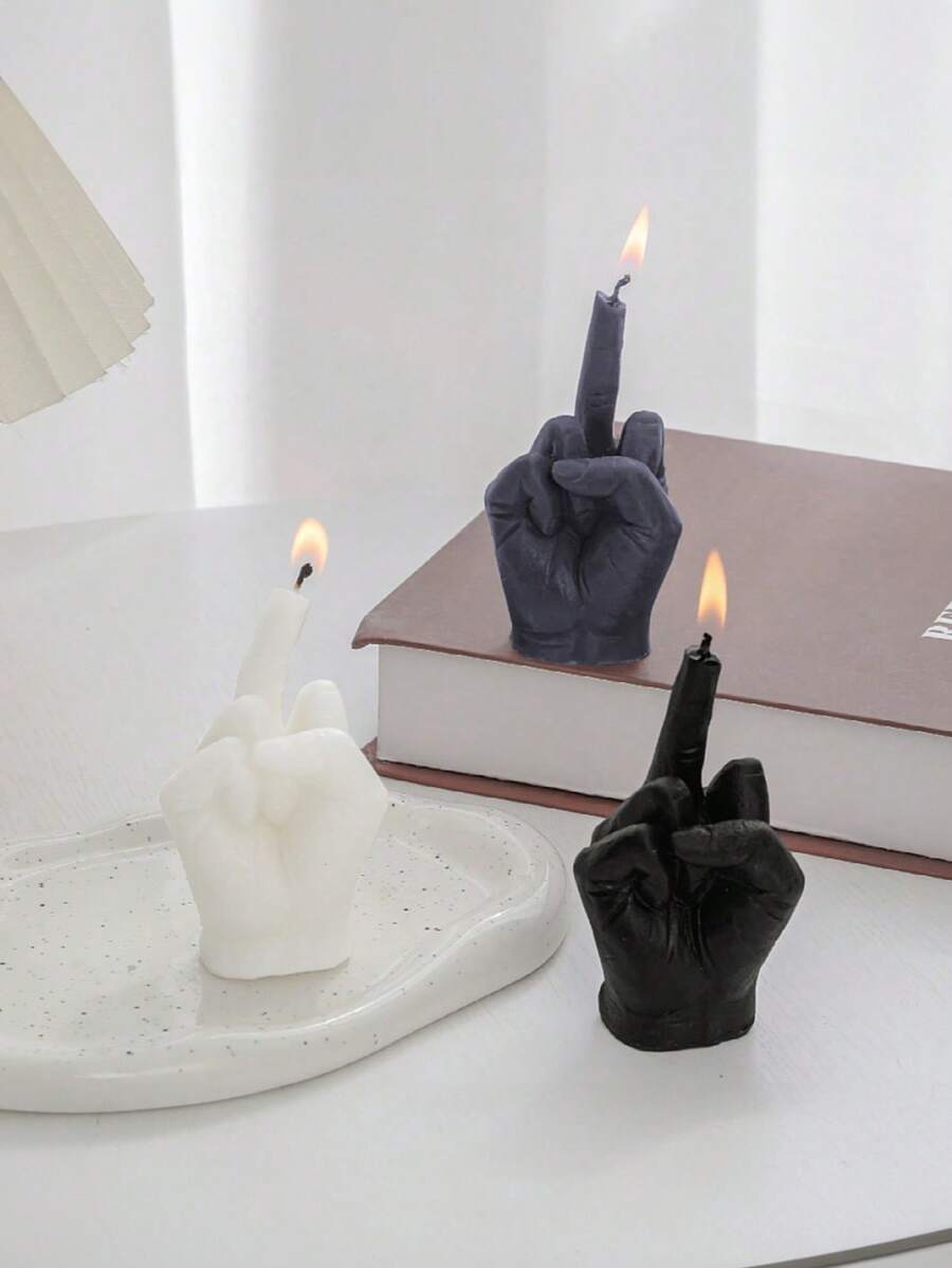 1 件有趣的中指形状香薰蜡烛，创意粗鲁手势香薰蜡烛，家居装饰，瑜伽、节日、婚礼、母亲节的新奇礼物 - 彩色 - 查看 1