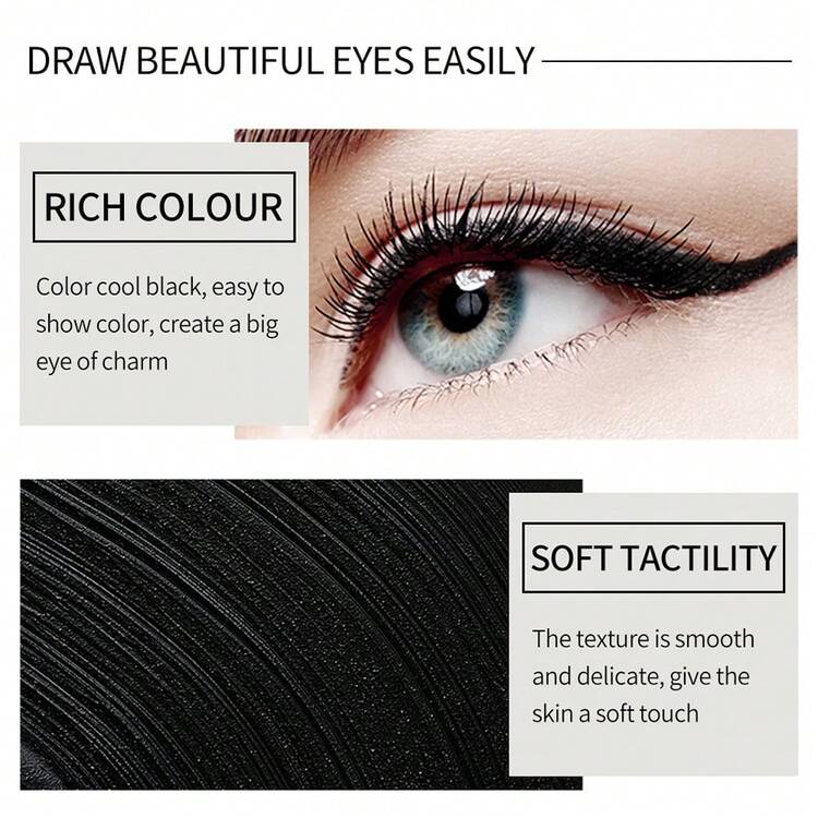 1 pieza Lápiz de delineador de ojos de gel impermeable, maquillaje profesional adecuado - Negro - Añade 4