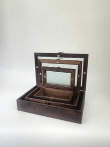 1 Piece Wooden Antique Home Decor Storage Box, Cosmetic And Sundry Storage Cabinet For Women Storage Organizer Travel Essentials Gift Back To School - Coffee Brown - View 2