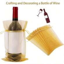 5/10pcs White Organza Wine Bottle Gift Bags With Drawstring Closure - Elegant Reusable Transparent Bags Suitable For Champagne, Wedding Gifts, Christmas Party Decorations And Gift Packing Storage, Bottle Storage | Transparent Organza Bags | Lightweight Material, Wine Gift Bags