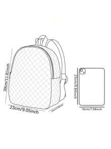 1pc Customizable Cute Sheep Pattern Argyle Backpack, Can Be Customized According To Your Unique Design, Suitable For Children And Teenagers, Print Your Own Name Or Your Sister And Classmate's Name As A Gift