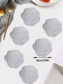 6pcs Hollow PVC Anti-Slip Coasters, Easy To Clean And Washable, Suitable For Dining Table, Holiday Party, Bar Decoration - Multicolor - View 4