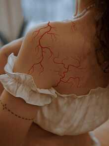 STARTTOOS 1pc Red Fake Blood Vessel Pattern Temporary Tattoo Sticker, For Women Daily, Party, Festival Decoration, Large Arm/Chest/Back Body Art - Red - View 3