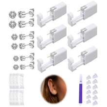 Ear Piercing Kit Disposable Ear Piercing Gun Kit With Sterile Multi-Sized CZ Earring Studs Easy And Earring Self Piercing Kit For Your Own Use At Home
