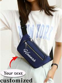 1pc Customized Women's Waist Bag, Chest Bag, Crossbody Bag, Bum Bag,Nylon, Light Waterproof, Thick , Multi Space, Simple And Lightweight, Suitable For Women's Sports, Shopping, Commuting, Vacation, Travel, Hiking, Cycling, Running, Campus, Holiday Gifts, Mother's Day Gifts, Minimalist, Casual, Fashionable, Elegant.Mother's Day