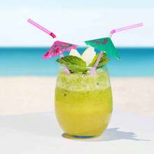 60 Decorated Drink Straws Umbrellas Tropical Party - Assorted - View 5