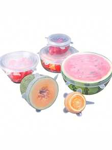 6 nắp silicon co giãn, nắp đậy bát đựng thức ăn, nắp bảo quản thực phẩm có thể tái sử dụng, nắp giữ tươi trái cây và rau quả đa năng co giãn, nắp bảo quản kín, hộp đựng trái cây, hộp đựng, có thể tái sử dụng, phụ kiện nhà bếp - Nhiều màu - Xem 14