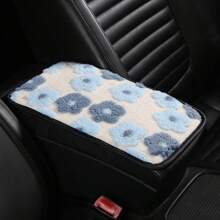 Soft Floral Car Central Armrest Pad, Comfortable Faux Fur Armrest Cover With Side Pockets For Storing Items Such As Bills, Keys, Lipstick, Fashionable And Stylish Car Interior Accessory