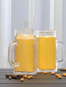 8pcs Reusable Glass Straws Set With 2 Straw Cleaners - Straight & Bent Heat-Resistant Straws For Smoothies, Boba, Cocktails, Iced Coffee - Home Kitchen, Party Supplies, Restaurant Drinkware ( + Case)