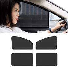 4 件套磁性汽车遮阳帘套装 - 涤纶网状侧窗遮阳帘，防紫外线隐私遮光窗帘，非常适合汽车遮阳帘